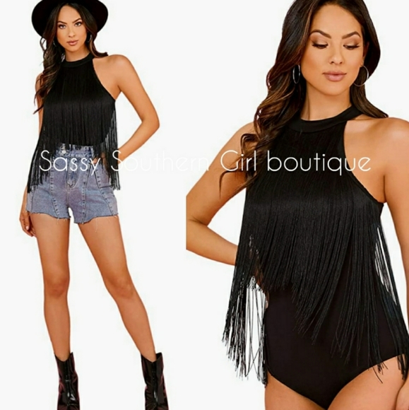 ⭐🆕Plus Boho black fringe bodysuit - Picture 4 of 10
